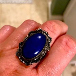 Antique Lapis Lazuli .925 silver ring size 10